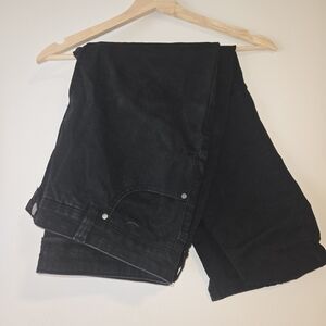 Universal Standard Black Jeans with Burgundy Interior Accent